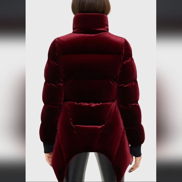Killstar Dark Red Velvet Puffer Jacket - Picture 6 of 6